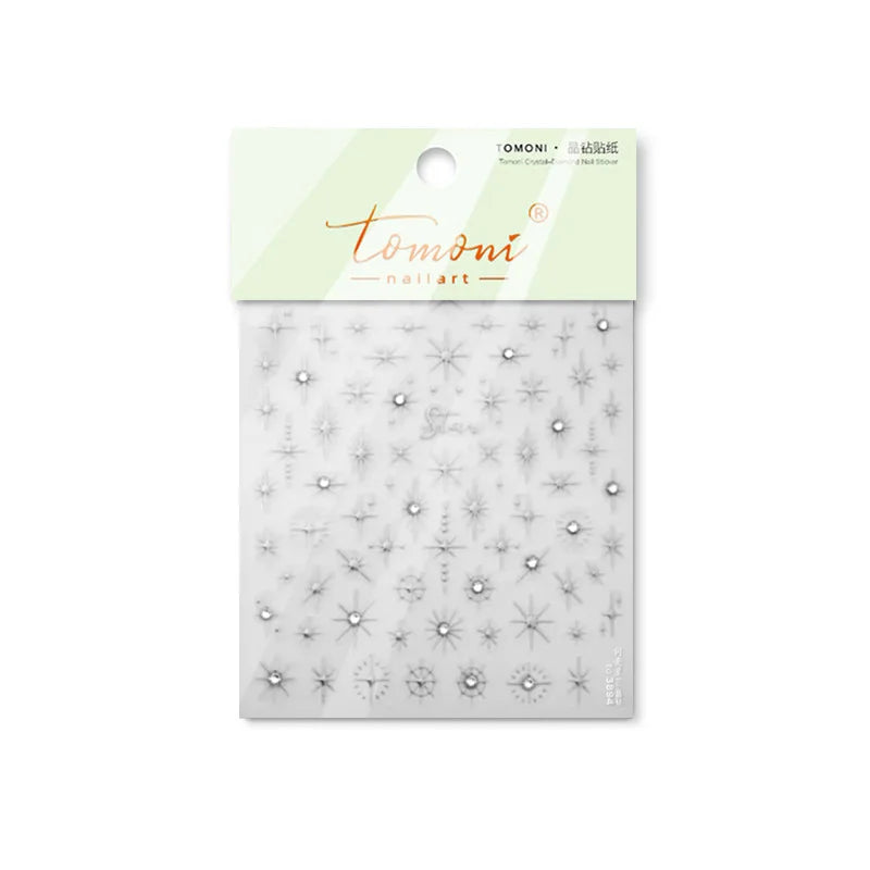 Gold Silver Star Laser Pink Colorful Glitter Starlight Sparkle Rhinestones Relief Nail Art Decorations Stickers Manicure Decals (ONLINE ORDER ONLY)
