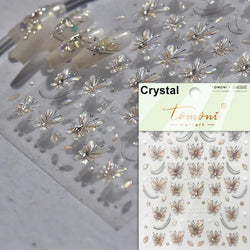 Charming Golden Gradient Shiny Rhinestone Jelly Butterfly Flower Petal Bowknot 3D Self Adhesive Nail Art Sticker Manicure Decals (ONLINE ORDER ONLY)