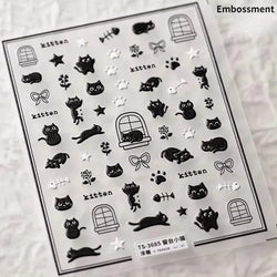 Cute Cat Eye Fishbone Animals Leopard Cat Ginger Cat Kitten Exclamation Point Paw Self Adhesive Nail Art Sticker Manicure Decals (ONLINE ORDER ONLY)