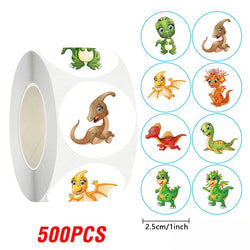 100-500pcs Cartoon Dinosaur Stickers Seal Label Photo Album Decoration for School Reward Sticker Children's Stationery 1 inch (ONLINE ORDER ONLY)
