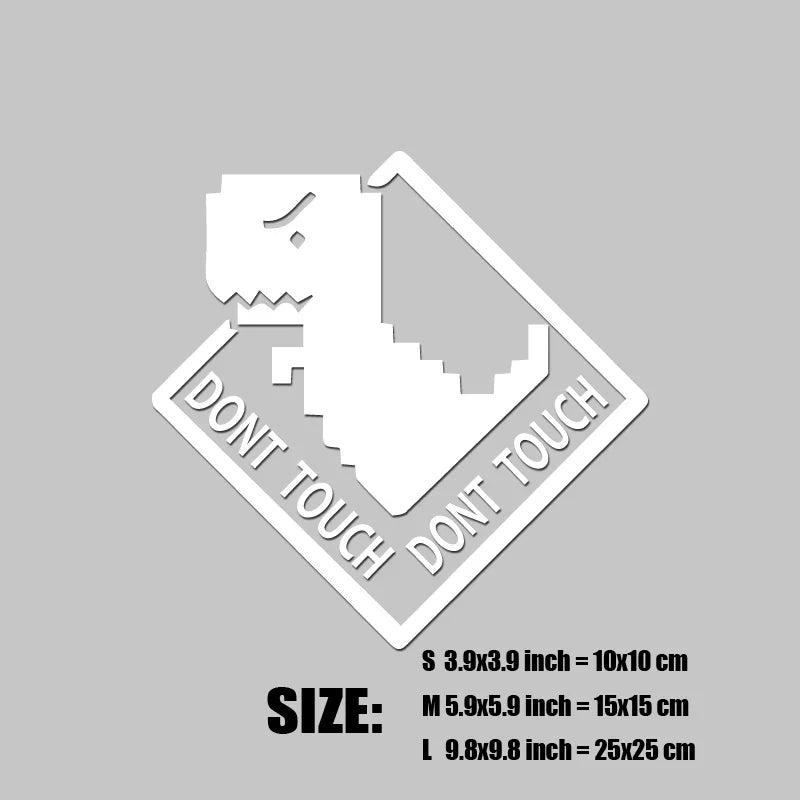 "DONT TOUCH"stickers,Cute pixel style little dinosaur decal,High Quality And Durable Automobiles Exterior Accessories Decals (ONLINE ORDER ONLY)