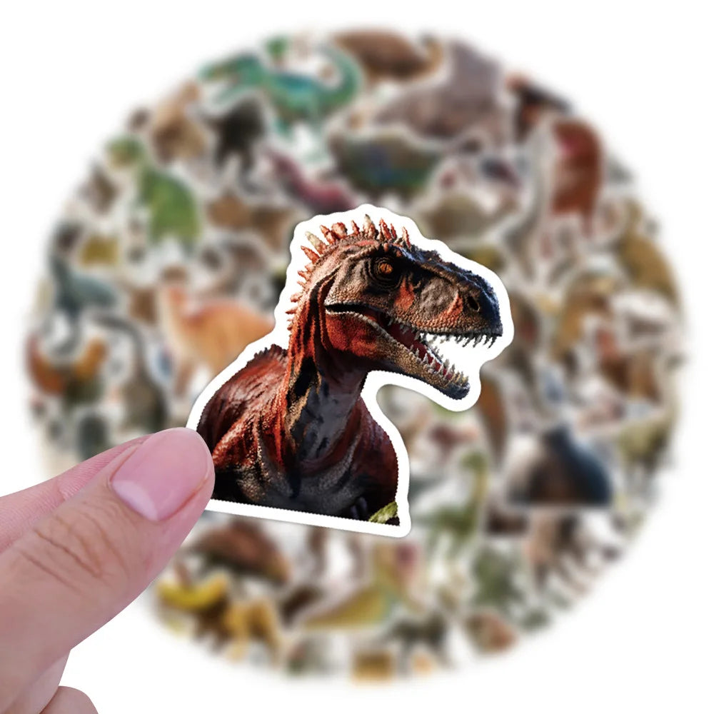 10/30/50/110PCS Jurassic Dinosaur Stickers Cool Realistic Animal Decoration DIY Kids Toys Laptop Phone Guitar Car Bike Sticker (ONLINE ORDER ONLY)