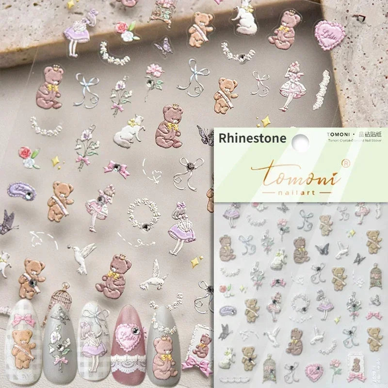Cute Mango Dog Puppy Bear Bichon Blueberries Strawberry Cake Fruit Juice Desserts Corgi Adhesive Nail Art Sticker Manicure Decal (Online Order Only)