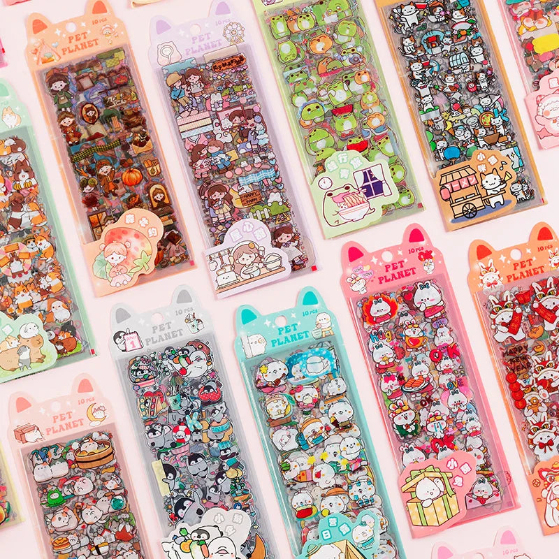 150PCS+ Card Kawaii Scrapbooking Bicycle Decals Gift Frog Students Cartoon Stationery PET Diary Stickers Notebook Cute Girls (ONLINE ORDER ONLY)