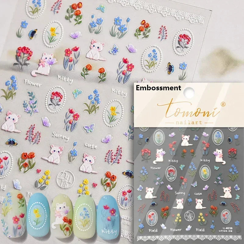 Cute Cat Eye Fishbone Animals Leopard Cat Ginger Cat Kitten Exclamation Point Paw Self Adhesive Nail Art Sticker Manicure Decals (ONLINE ORDER ONLY)