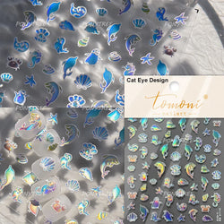 Romantic Pink Blue Shell Sea Grass Star Moon Summer Self Adhesive Nail Art Stickers Leaves Reliefs Manicure Decals Wholesale (ONLINE ORDER ONLY)