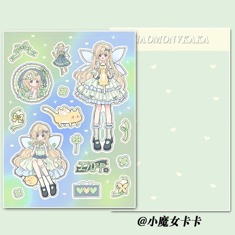 Sweet Cute Skateboard Girl Stickers Diary Scrapbooking DIY Album Decoration Sticker Aesthetic Personalized Kawaii Stationery (Online Order Only)