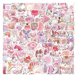 Kawaii 3D Pink Stickers Cute Cartoon Decals for Diary, Phone, Laptop, Water Bottle, Stationery (10/30/50/100pcs) (ONLINE ORDER ONLY)