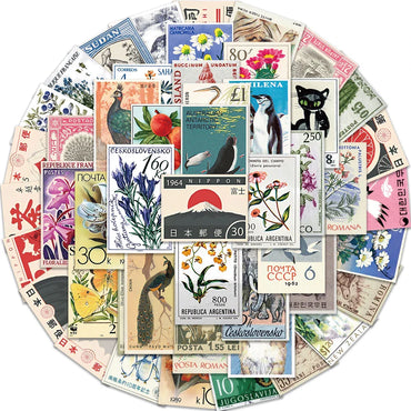 10/30/50pcs Vintage Postal Stamps From All Over The World Sticker Packs (ONLINE ORDER ONLY)