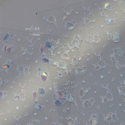 Summer Beach Ocean Water Ripples Flash Star Shell Starfish Conch Seasnail Soft Relief Decoration Nail Art Sticker Manicure Decal (ONLINE ORDER ONLY)