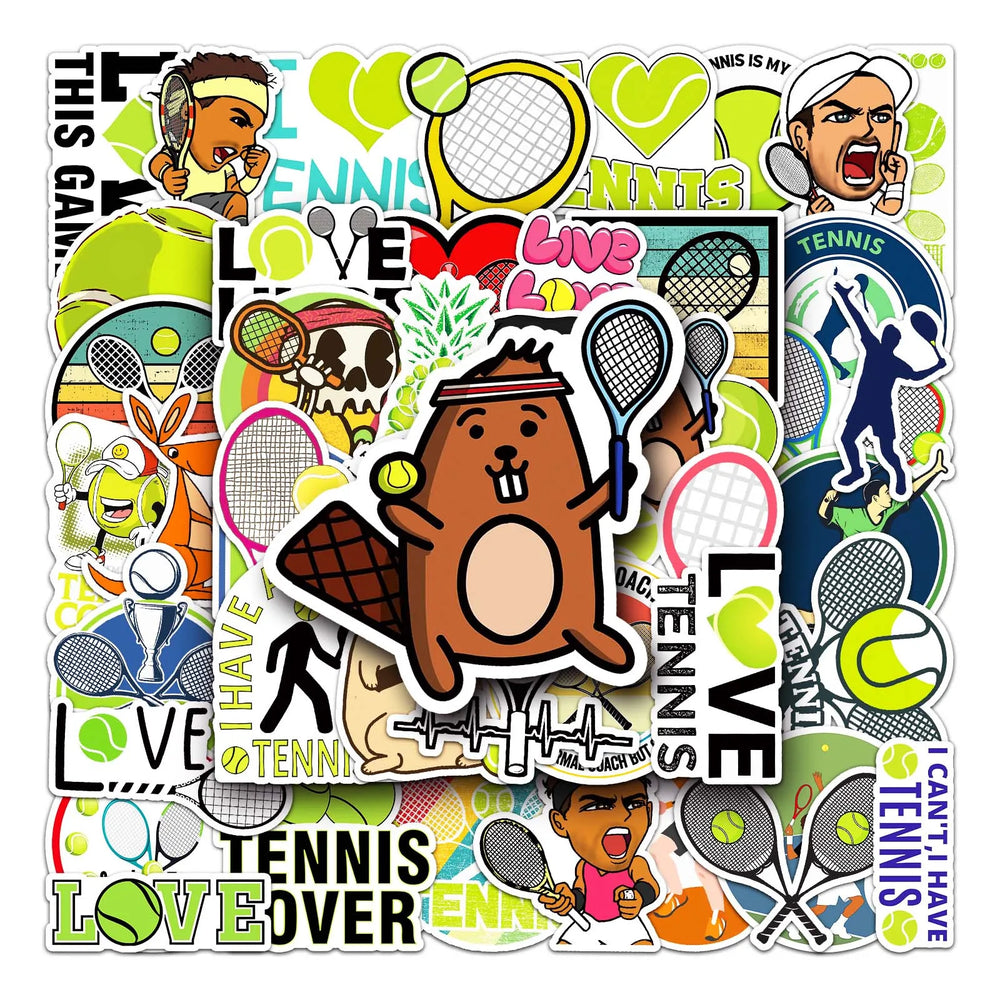 50Pcs Tennis Cartoon Waterproof Vinyl Stickers for Skateboard Snowboard (Online Order Only)