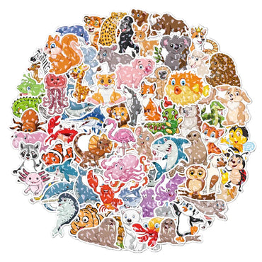 10/30/50/100PCS Cool Holographic Kawaii Animal Stickers Scrapbook Suitcase Phone Laptop Bike Guitar DIY Waterproof Toys Decals (ONLINE ORDER ONLY)