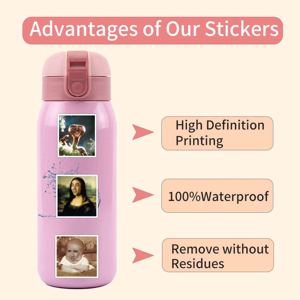 10/30/50PCS Funny Meme Stickers Nicolas Cage Cartoon Decals Decoration DIY Notebook Phone Bike Motorcycle Bicycle Waterproof Toy (ONLINE ORDER ONLY)