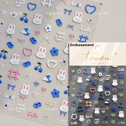 Bunny Love Heart Rabbit Nurse Cut Wound Bowknot Pill Flower Medicine Treatment Self Adhesive Nail Art Stickers Manicure Decals (ONLINE ORDER ONLY)