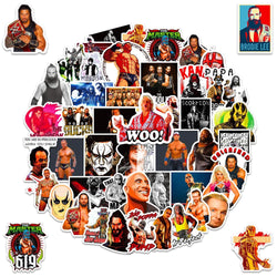 10/50pcs WWE Stationery Sticker For Car Laptop PVC Backpack Home Decal Pad Waterproof Classic Toys Gifts (ONLINE ORDER ONLY)