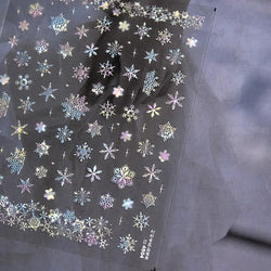 Winter Dreamy Hot Stamping Romantic White Pink Snowflakes Hexagon 3D Self Adhesive Nail Art Stickers Christmas Manicure Decals (ONLINE ORDER ONLY)