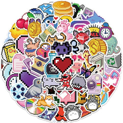 Pixel Cartoon Stickers 10/30/60pcs Aesthetic Graffiti DIY Laptop Phone Car Decals (ONLINE ORDER ONLY)