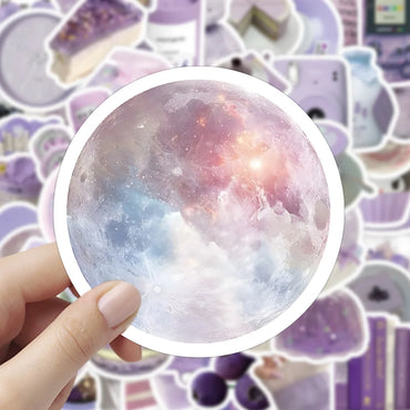 10/30/60PCS Ins Cartoon Purple Stickers Aesthetic Cute Korean Style Cartoon Decals Toys DIY Phone Fridge Laptop Guitar Wall Car (ONLINE ORDER ONLY)