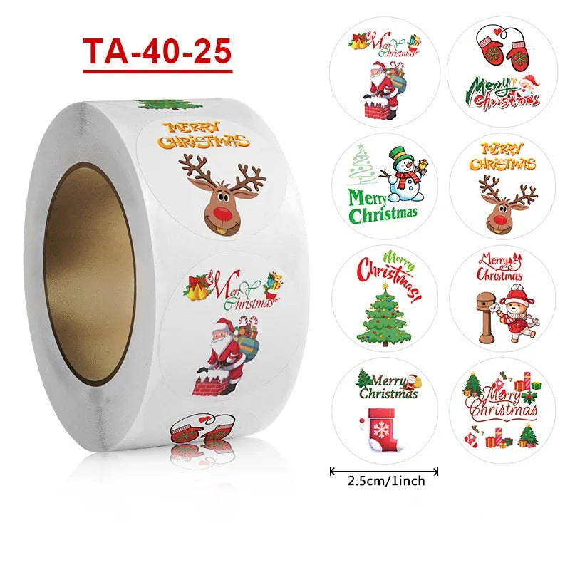 50-500pc New Year Christmas Stickers Cute Kawaii Cartoon Santa Claus Package Gift Children Sticker Stationery Stickers For Kids (ONLINE ORDER ONLY)