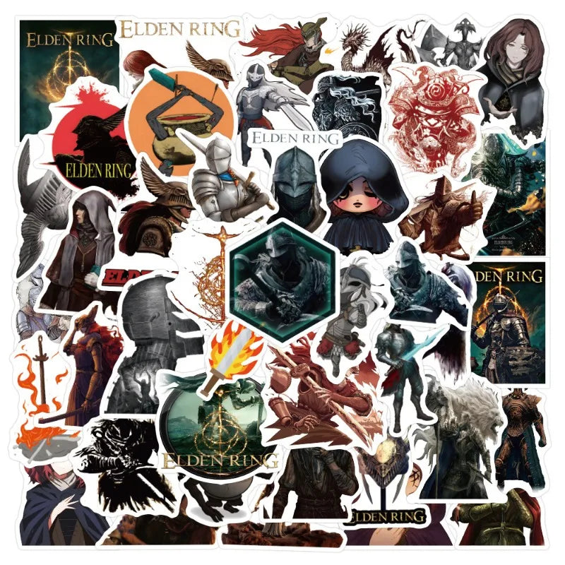 50pcs Elden Ring Stickers for Laptop, Phone, Car, Scooter, Water Bottle, Suitcase, Stationery, Refrigerator (ONLINE ORDER ONLY)