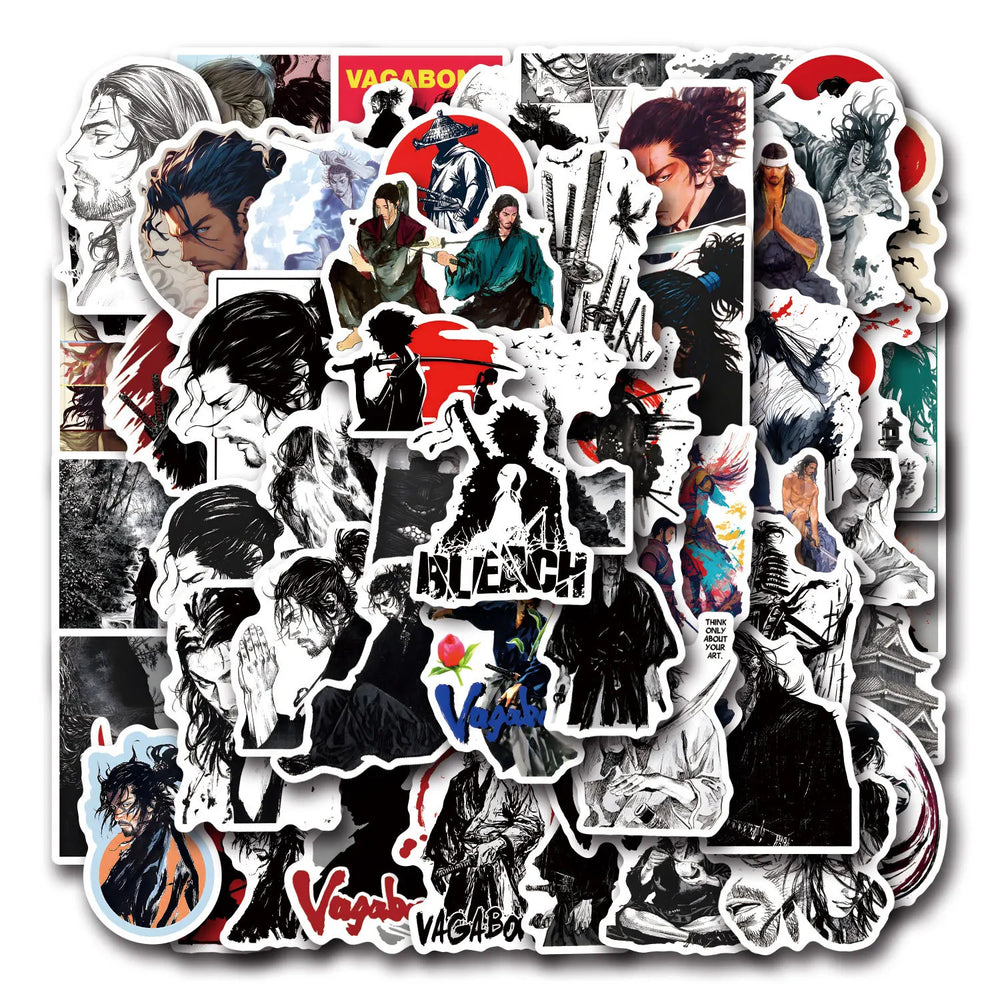10/30/50/110PCS Vagabond Anime Stickers Japan Cartoon Sticker Cool Warrior Sticker Fridge Laptop Guitar Phone Bike Decoration (ONLINE ORDER ONLY)