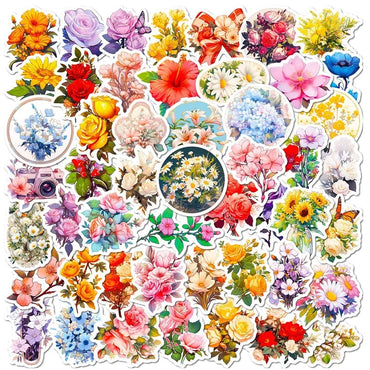 10/30/50PCS Vintage Rose and Floral Sticker Packs (ONLINE ORDER ONLY)