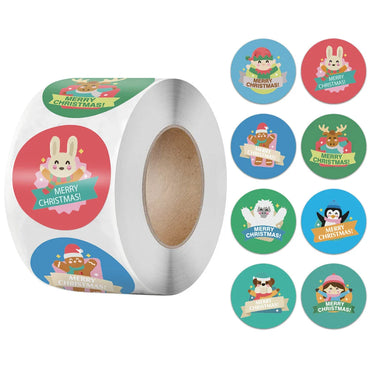 100-500pcs 1 Inch Paper Merry Christmas Sticker Santa Cartoons Sealing Label Stickers Scrapbook Gift Card Packaging Stationery (ONLINE ORDER ONLY)