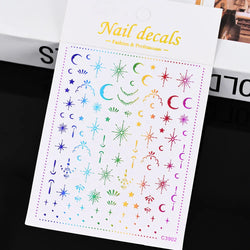 1 Sheet Star Nail Art Stickers 3d Self Adhesive Nail Decals Black White Golden Silver Color Star Design Nail Supplies Accessory (ONLINE ORDER ONLY)