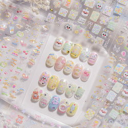 Small Animals Meeting Dog Cat Kitten Bowknot Cherry Butterfly Wreath Paw Star Hat Self Adhesive Nail Art Stickers Manicure Decal (ONLINE ORDER ONLY)