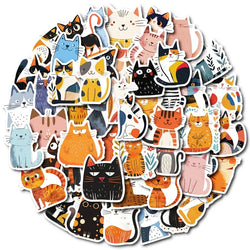 10/30/50PCS Cartoon Japanese Cat PVC Sticky Sticker Aesthetic Stationery DIY Decoration Scrapbooking School Supplies for Kids (ONLINE ORDER ONLY)