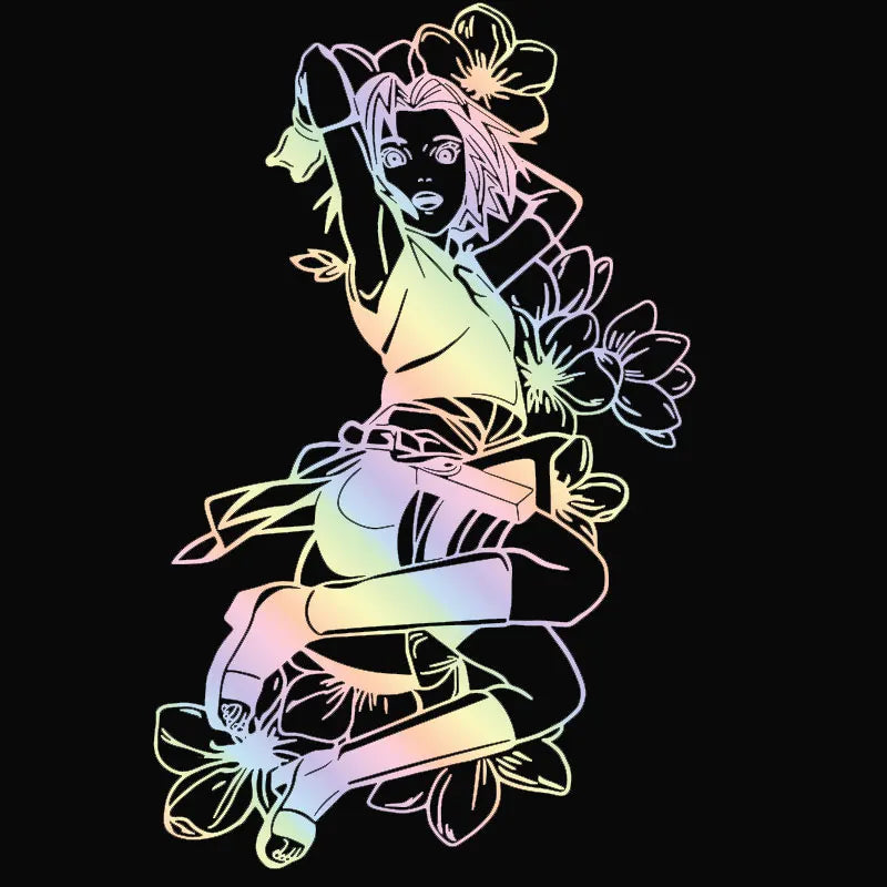 Anime Large Pattern Car Sticker Japanese Anime Cherry Blossom Decoration Window Side Auto Parts Girl Vinyl Decals (ONLINE ORDER ONLY)