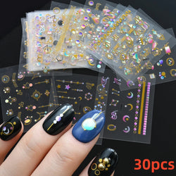 30pcs Black Flowers Nail Art Stickers 3D Self Adhesive Daisy Floral Nail Tips Design Decals Manicure Supplies For Women & Girls* (ONLINE ORDER ONLY)