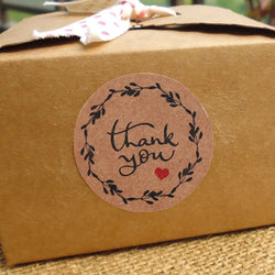 50-500pcs Round Natural Kraft Handmade Thank You Stickers Scrapbooking For Gift Baking Package Adhesive Sticker Seal Labels (ONLINE ORDER ONLY)