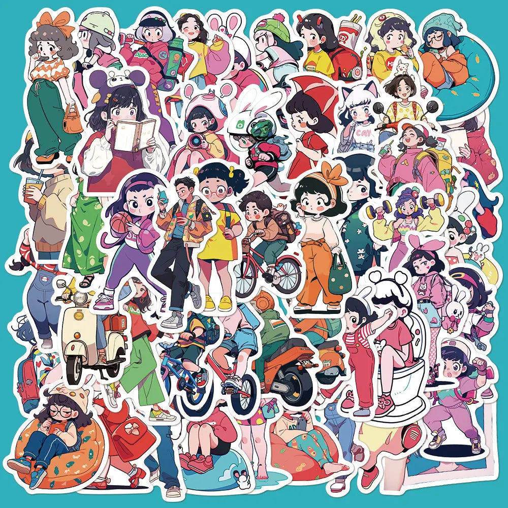 50pcs Anime Girl Stickers for Helmet, Wall, Desktop Decoration - DIY Pack Wholesale (ONLINE ORDER ONLY)