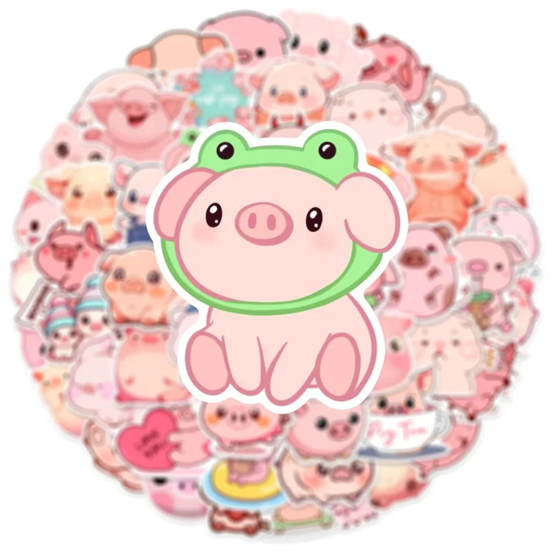 10/30/50PCS Kawaii Pink Pig PVC Sticker Aesthetic DIY Decoration Scrapbooking Stationery Hand Accounting Supplies for Kids (ONLINE ORDER ONLY)