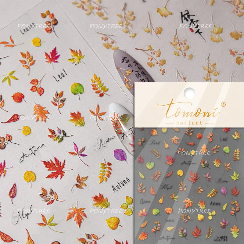 Sweater Glovesvacuum Cup Milk Fallen Leaves Kitten Adhesive Nail Art Stickers Warm Suitpinecone Kitchenware Cat Manicure Decals (ONLINE ORDER ONLY)