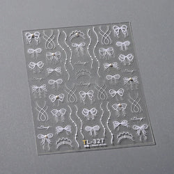White Pearl Various Bowknot Line Tassel Tender Ribbon Arc Charming Self Adhesive Nail Art Decorations Stickers Manicure Decals (ONLINE ORDER ONLY)