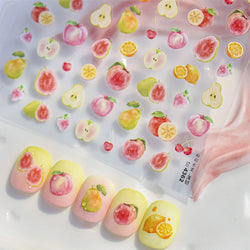Fig Guava Pitaya Honey Peach Oranges Watermelon Strawberry Apple Pineapple Fruit Nail Art Decoration Stickers Manicure Decals (ONLINE ORDER ONLY)