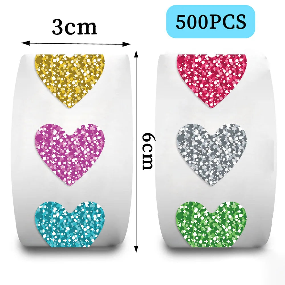 500Pcs/Roll Shiny Love Star Stickers for DIY, Notebook, Fridge, Phone, Kids Gifts, Rewards (ONLINE ORDER ONLY)