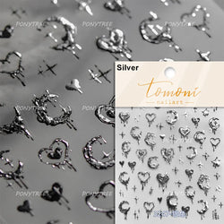 Colorful Starry Light Starburst Love Heart Halo Dyeing Soft Reliefs Self Adhesive Nail Art Decoration Stickers Manicure Decals (ONLINE ORDER ONLY)