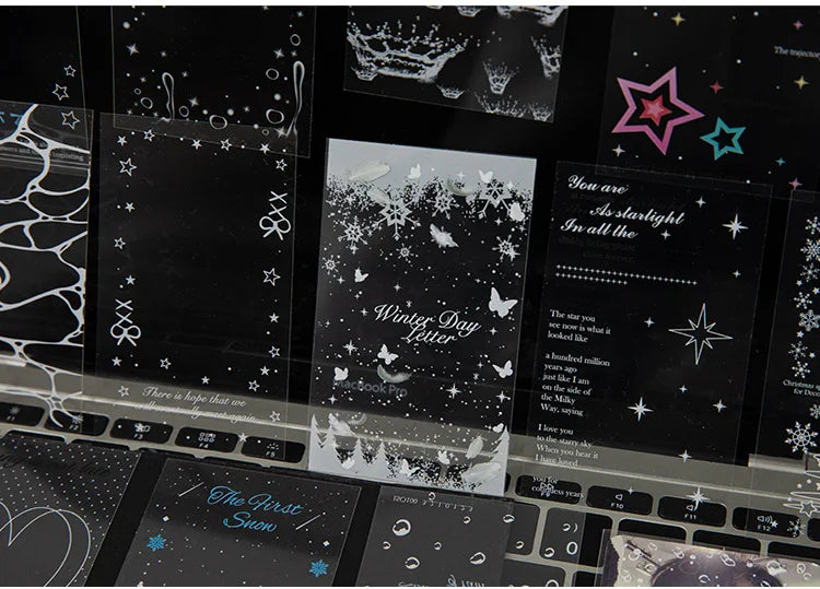 30pcs/pack Korean PET Transparent Sealing Decorative Stickers Cute Sticker for Idol Card Collage Material Journal DIY Decoration (ONLINE ORDER ONLY)