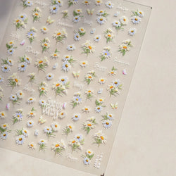 Rural Style White Daisy Flower Butterfly Small Wildflowers 5D Soft Embossed Relief Adhesive Nail Art Stickers 3D Manicure Decals (ONLINE ORDER ONLY)