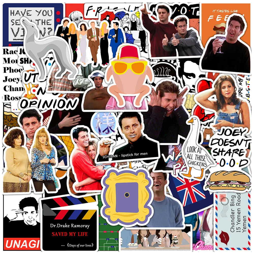 Friends TV Series Waterproof Stickers Pack - Laptop, Phone, Car, Skateboard, Luggage (ONLINE ORDER ONLY)