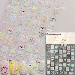 Small Animals Meeting Dog Cat Kitten Bowknot Cherry Butterfly Wreath Paw Star Hat Self Adhesive Nail Art Stickers Manicure Decal (ONLINE ORDER ONLY)