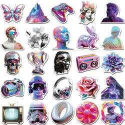 10/30/50PCS Cute 3D Steam Wave Laser Cartoon Sticker Cool Graffiti Decals Waterproof DIY Skateboard Laptop Phone Fridge Sticker (ONLINE ORDER ONLY)