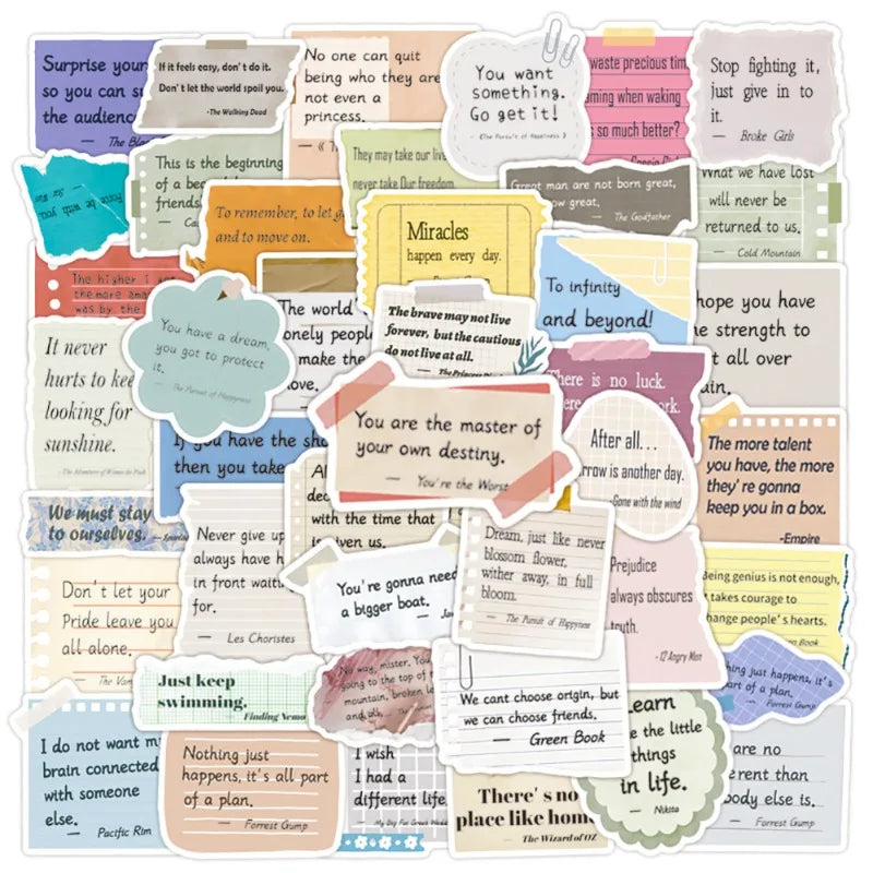 50pcs Inspirational Movie Graffiti Stickers for Helmet, Desktop, Wall Decoration, DIY Pack Wholesale (ONLINE ORDER ONLY)