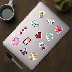 10/30/65PCS INS Style Cute Pixel Cartoon Aesthetic Stickers Laptop Phone Scrapbook Notebook DIY Luggage Graffiti Sticker Kid Toy (ONLINE ORDER ONLY)
