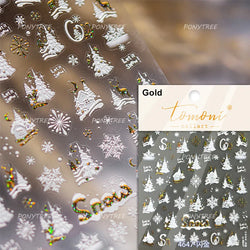 Cat House Snow Tree Window Fish Star Shiny Snowman Duck 5D Self Adhesive Nail Art Stickers Hat Apple Rhinestone Manicure Decals (ONLINE ORDER ONLY)