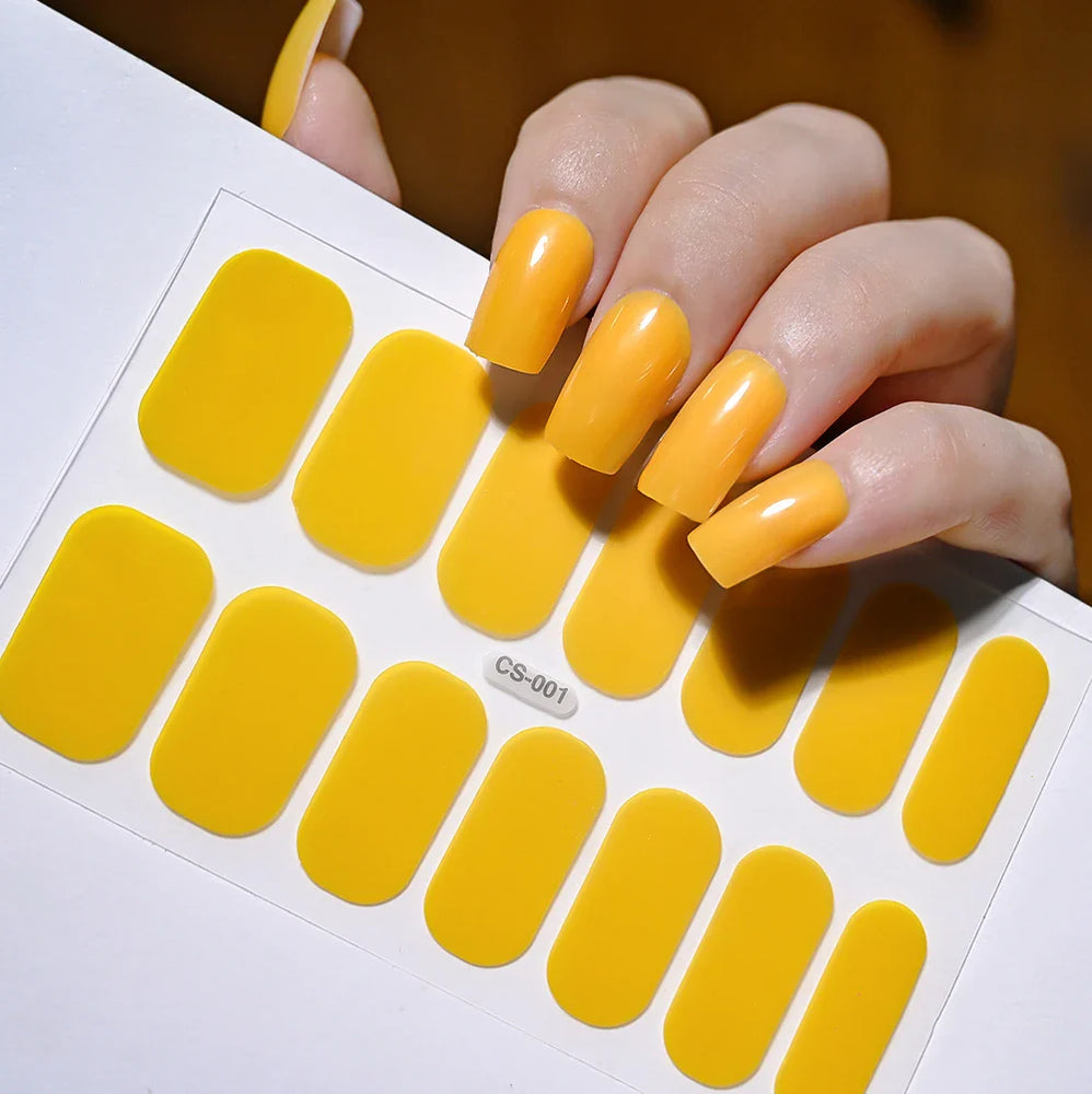 14Tips Solid Color Stickers Nail Art Supplies European & American Simple Decals Oil Film Decals Press on Nails Stickers Designer (ONLINE ORDER ONLY)
