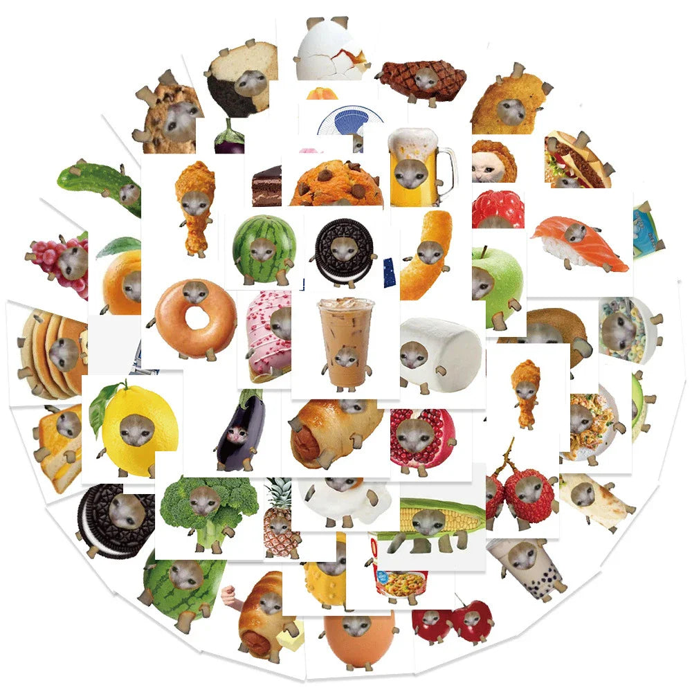 10/30/69pcs Cute Funny Cat And Food Meme Stickers (ONLINE ORDER ONLY)